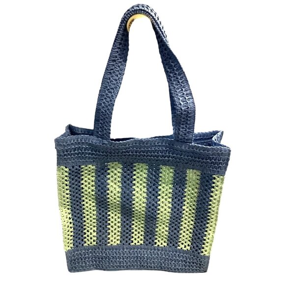 Universal Thread Crochet Woven Handbag Blue Green Tote Single Compartment - Picture 9 of 9